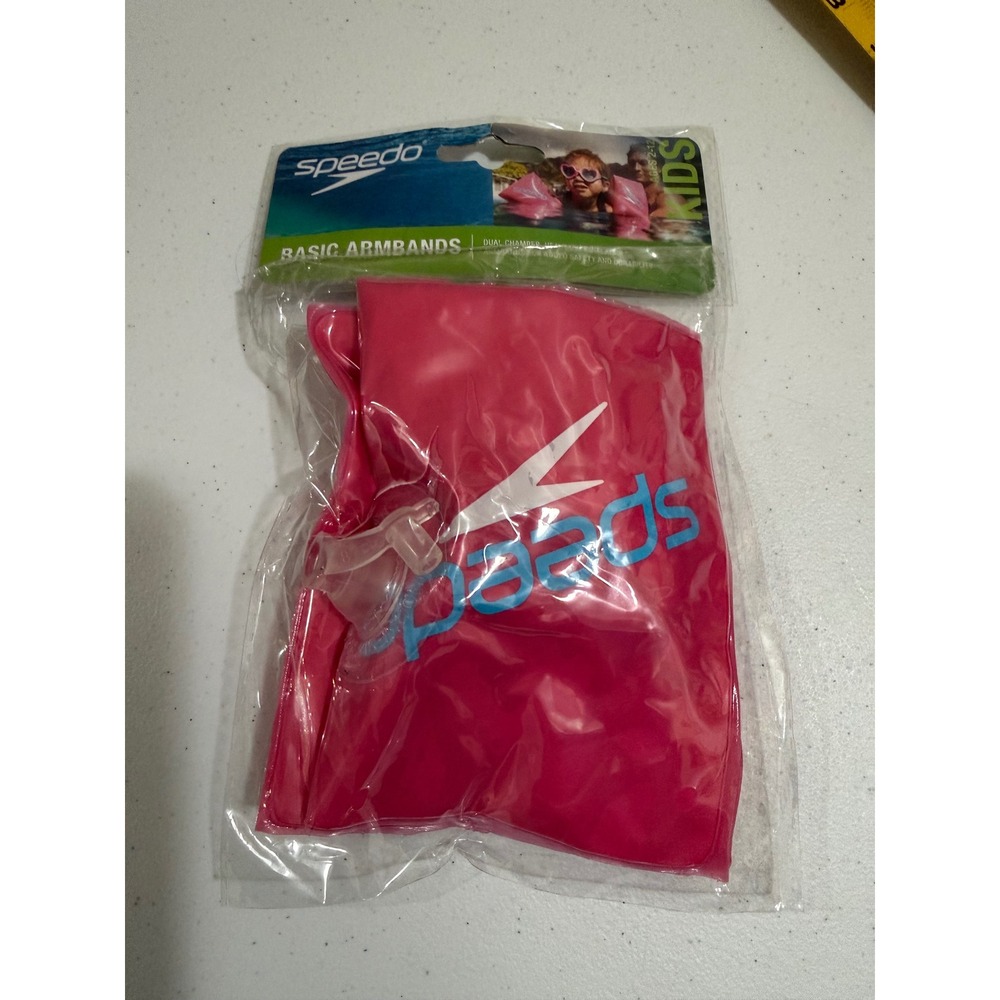Speedo Kids Basic Armbands Inflatable Swim Aids Pink Ages 2-12 Dual Chamber